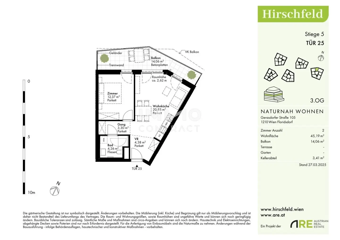 New build apartment in Hirschfeld with balcony