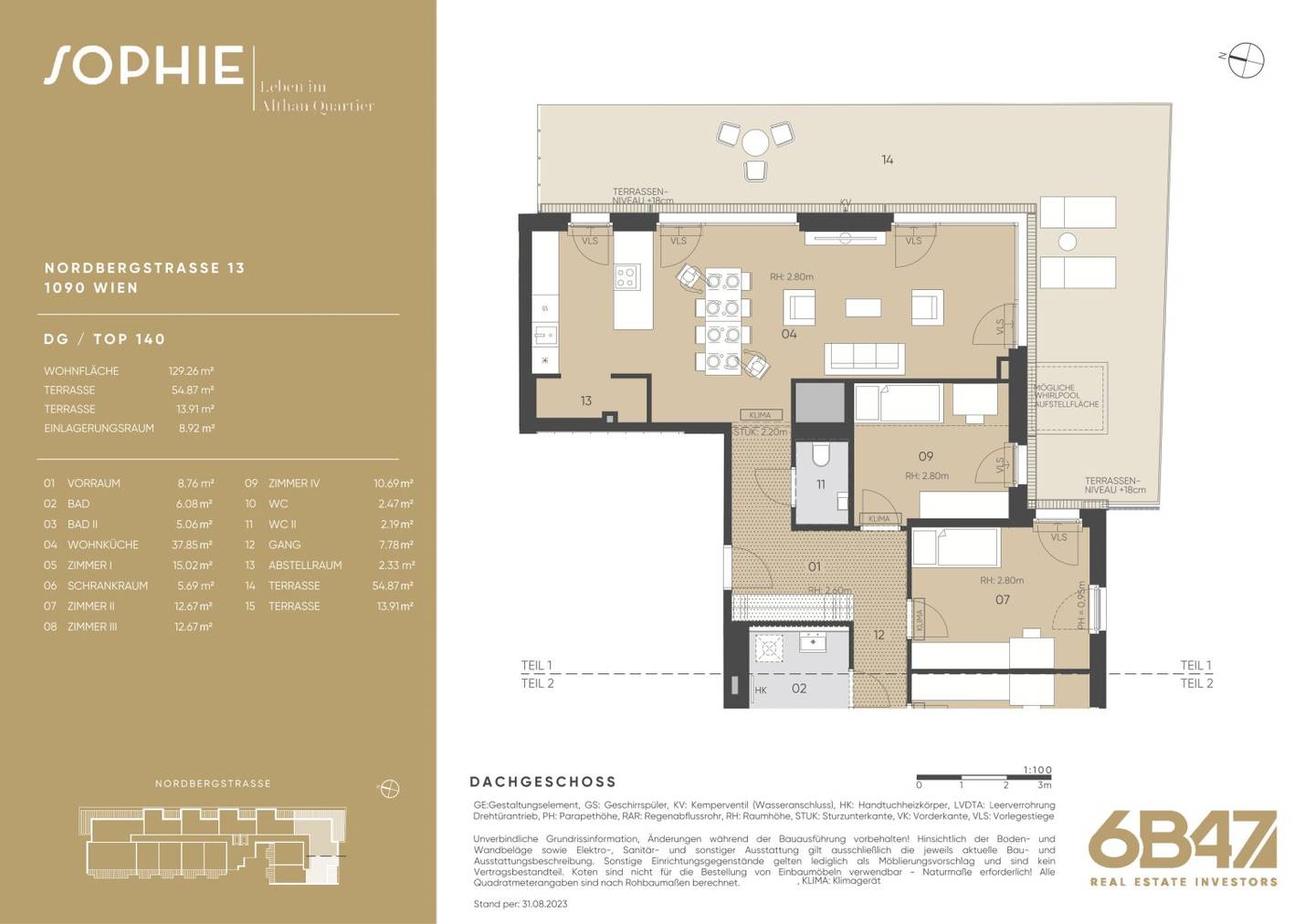 Attic apartment with two terraces near U4
