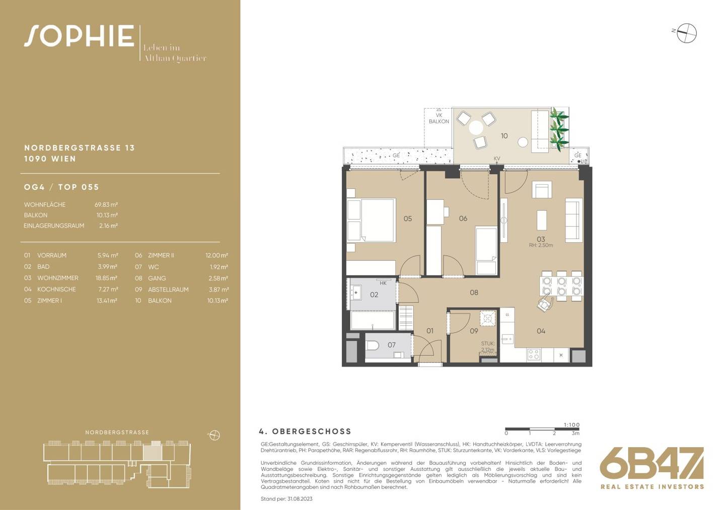 Apartment with a well appointed balcony near U4