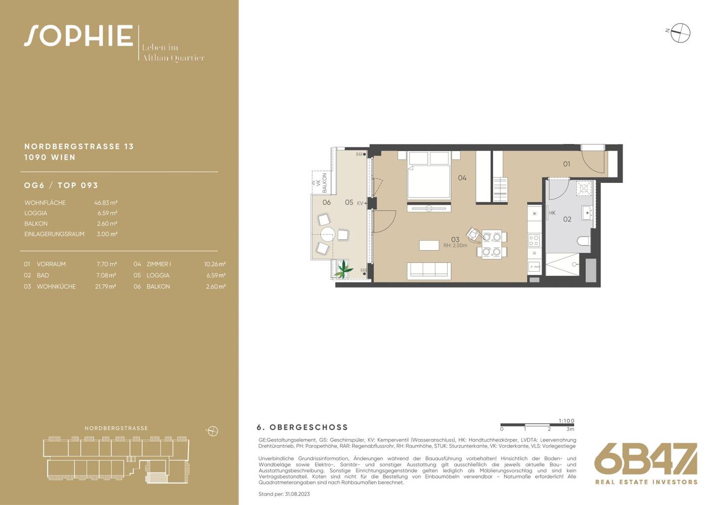 Apartment with loggia and balcony near U4