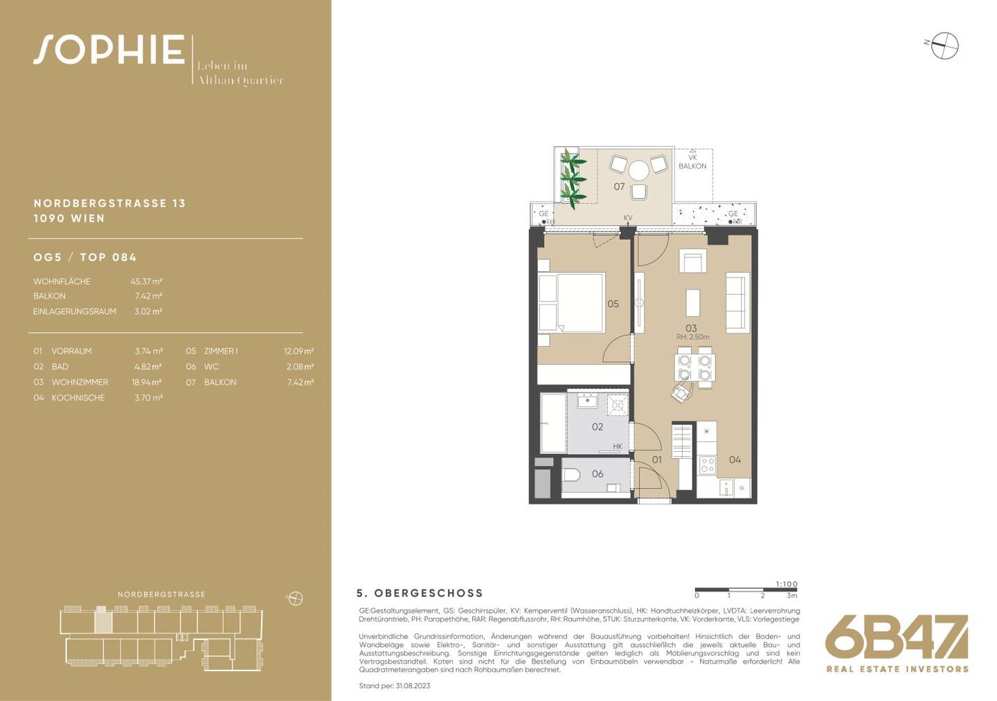 New build apartment with balcony and finishes