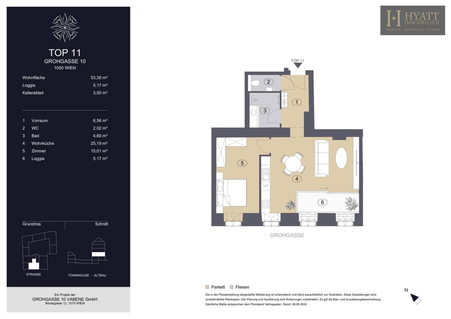 Wohnung Erstbezug Grohgasse Loggia U4