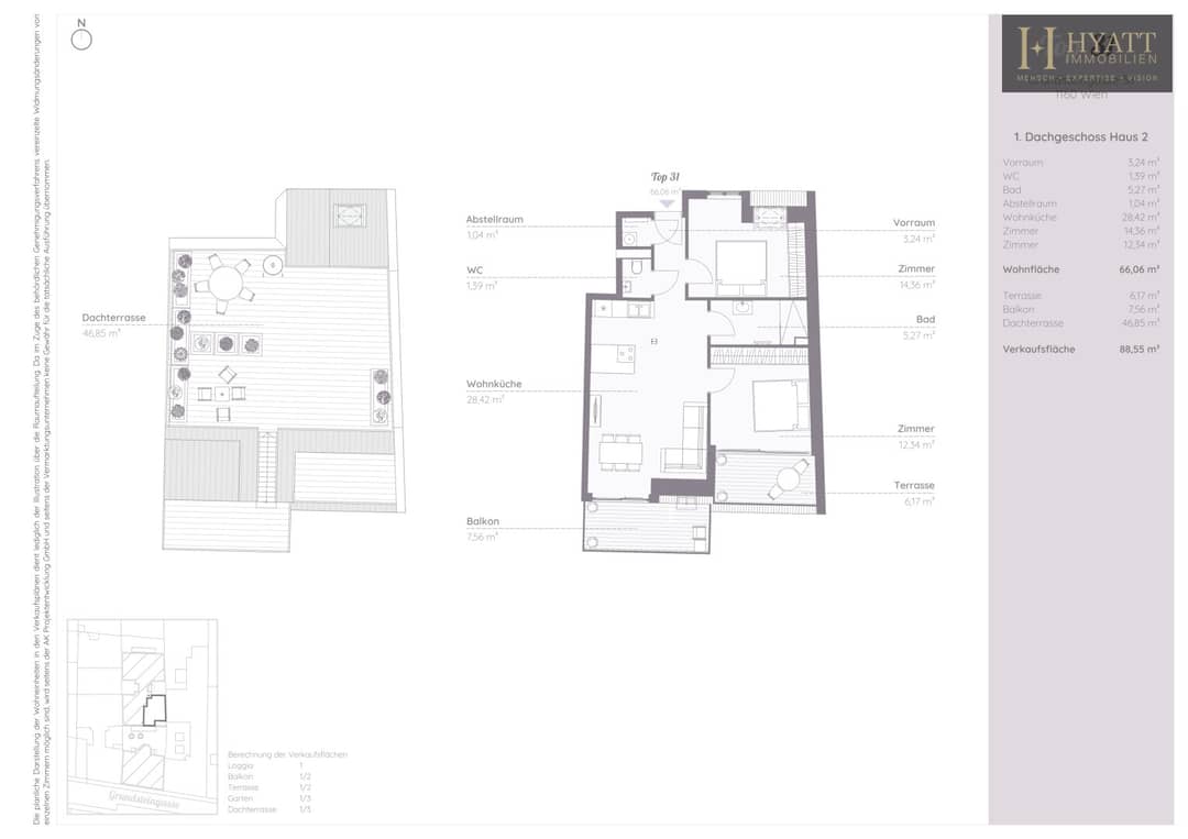 Dachgeschosswohnung mit Dachterrasse am Brunnenmarkt