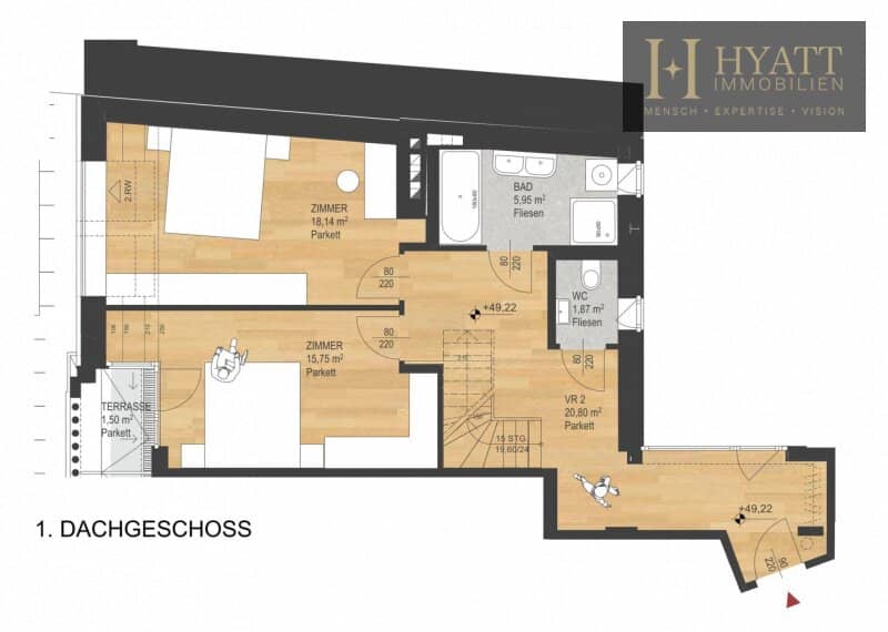 Penthouse with large terrace near Kutschkermarkt