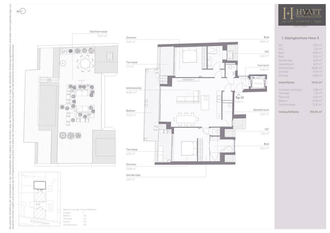 Dachgeschosswohnung mit großer Dachterrasse nahe Brunnenmarkt