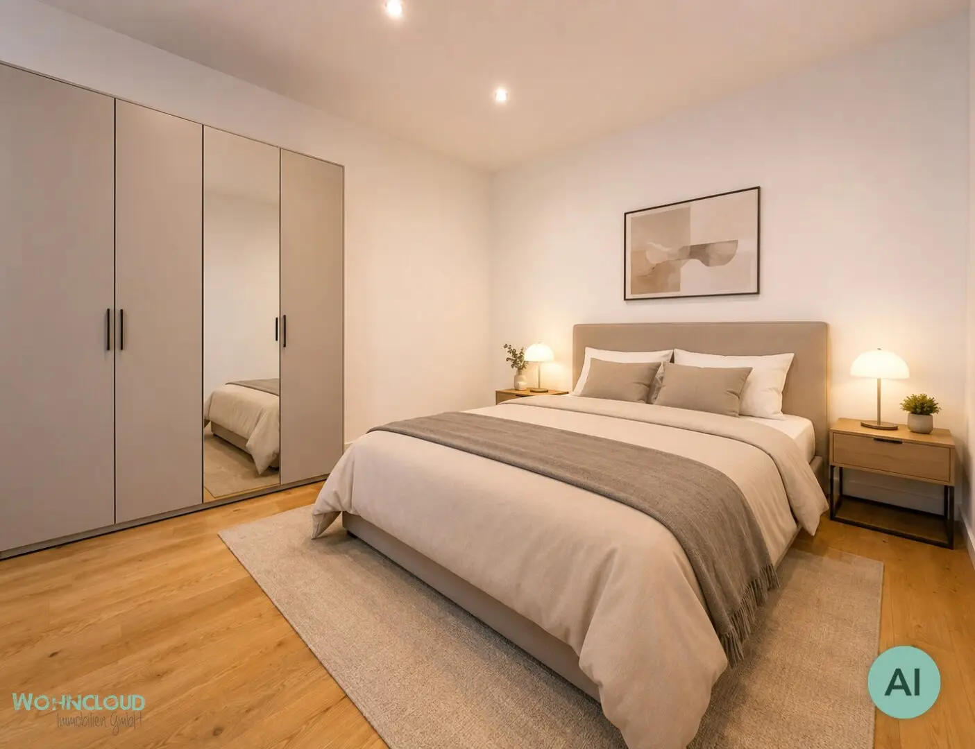 SCHLAFZIMMER EINRICHTUNGSBEISPIEL MIT KI BEARBEITET