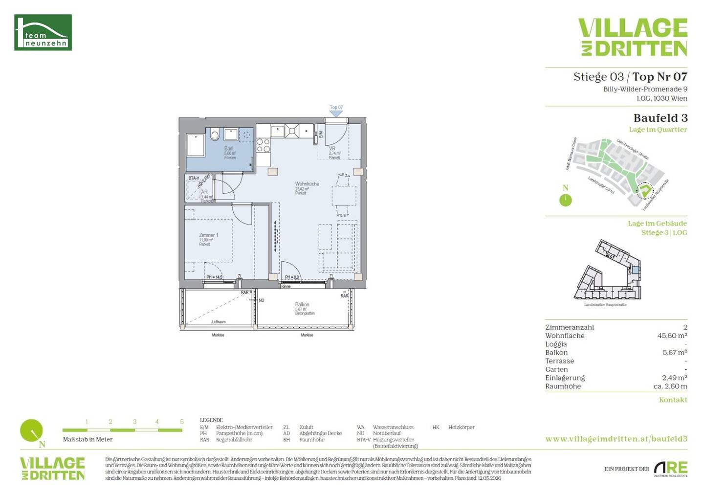 First occupancy new build apartment with balcony