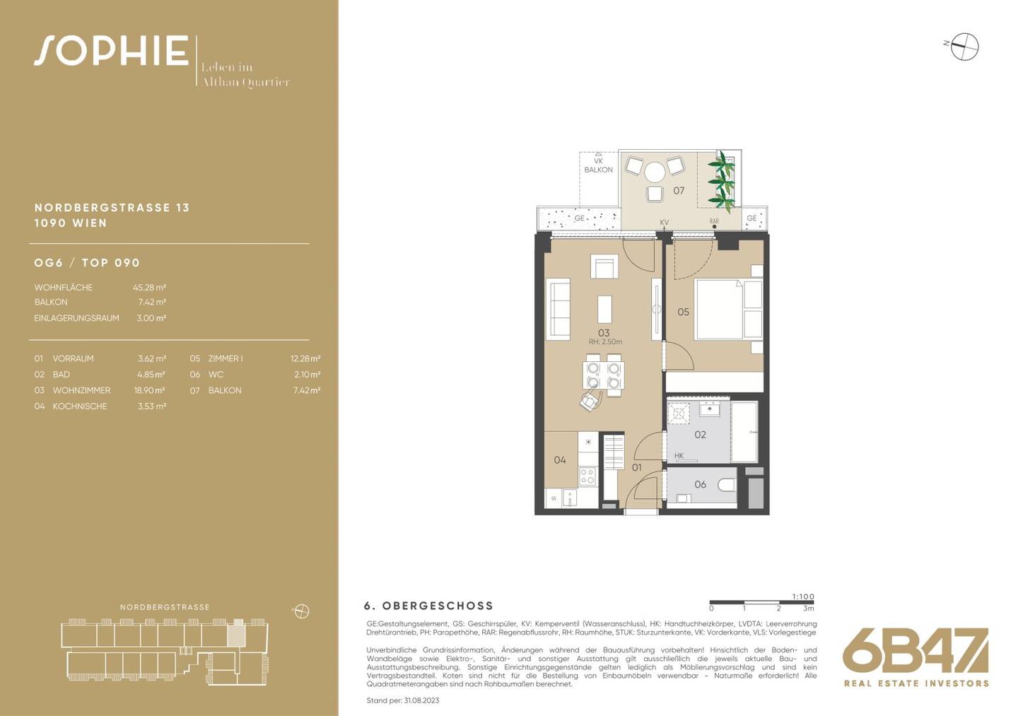 Apartment with balcony floor heating near U4