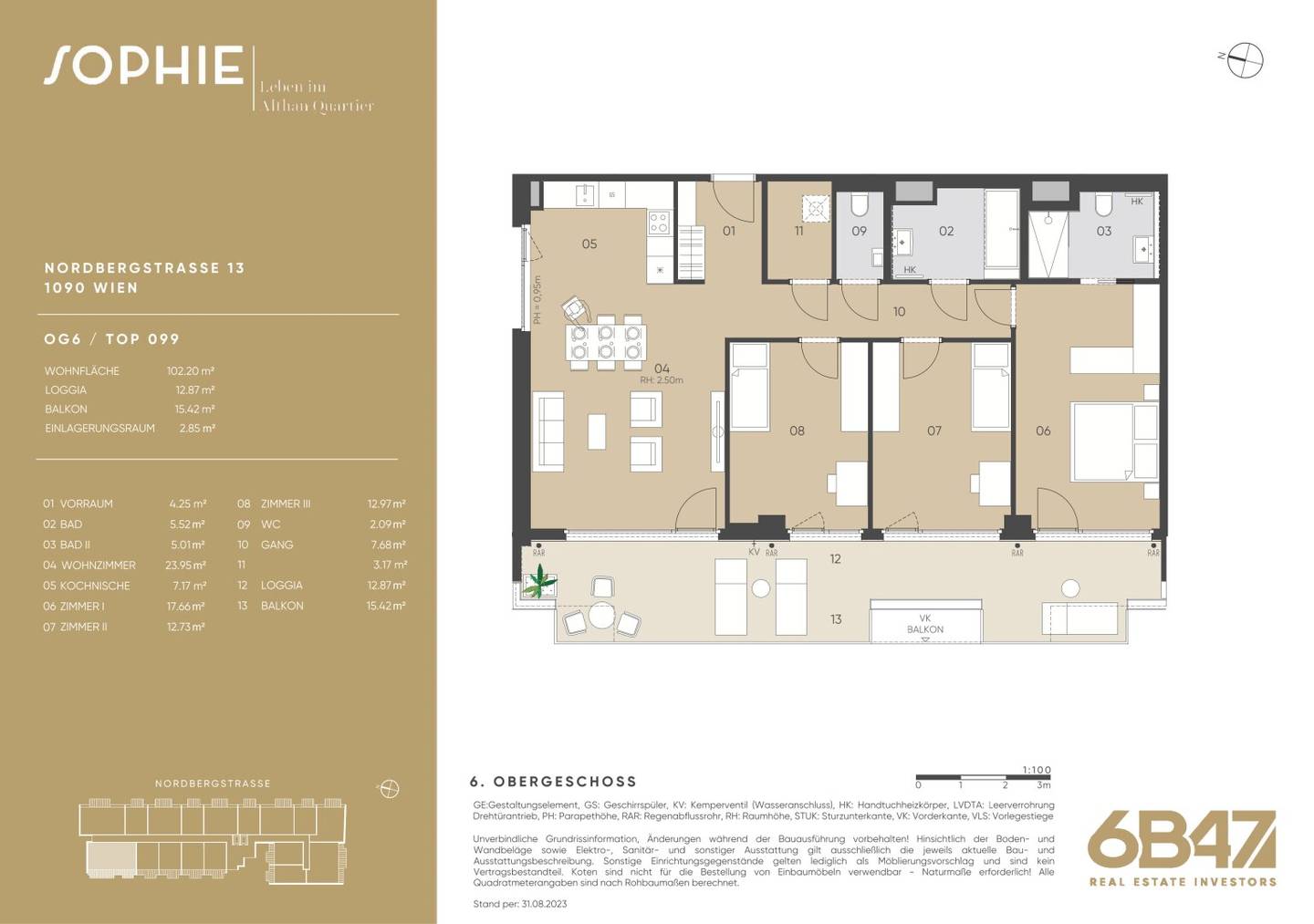 Newly built apartment with balcony and loggia