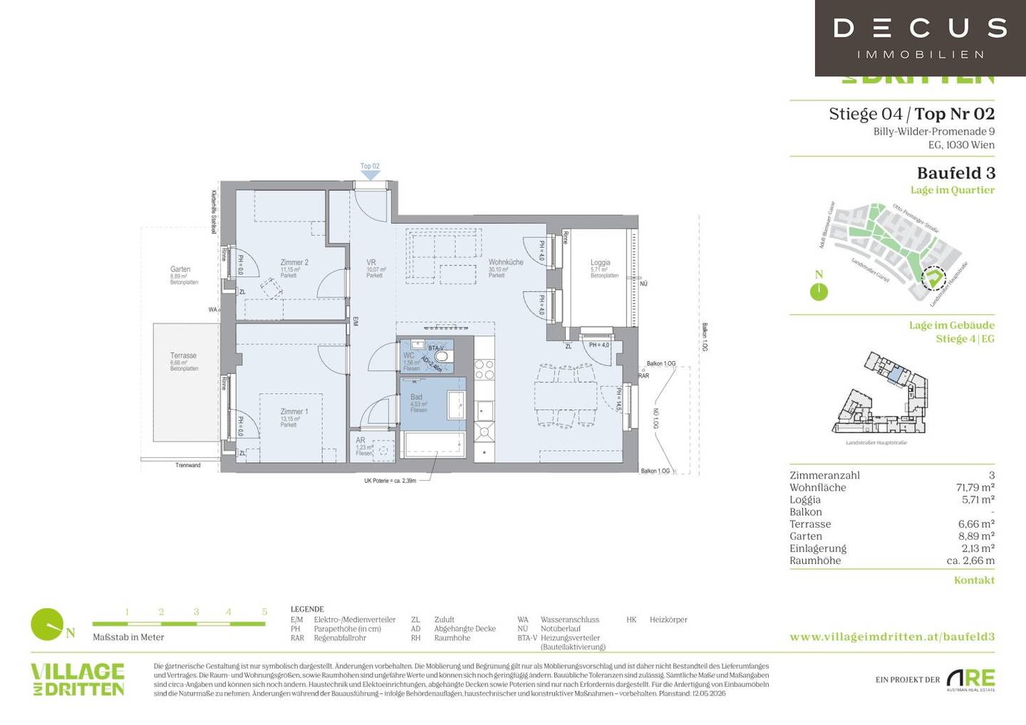 Erdgeschosswohnung Neubau mit Garten und Loggia
