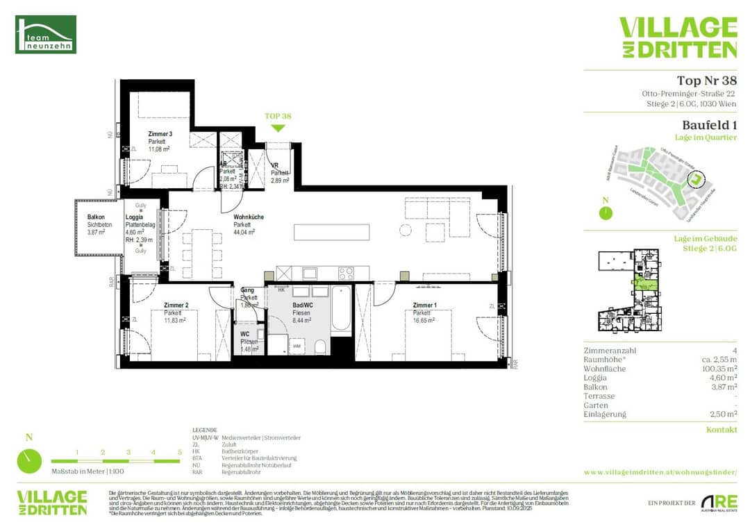 Apartment first occupancy loggia near Belvedere