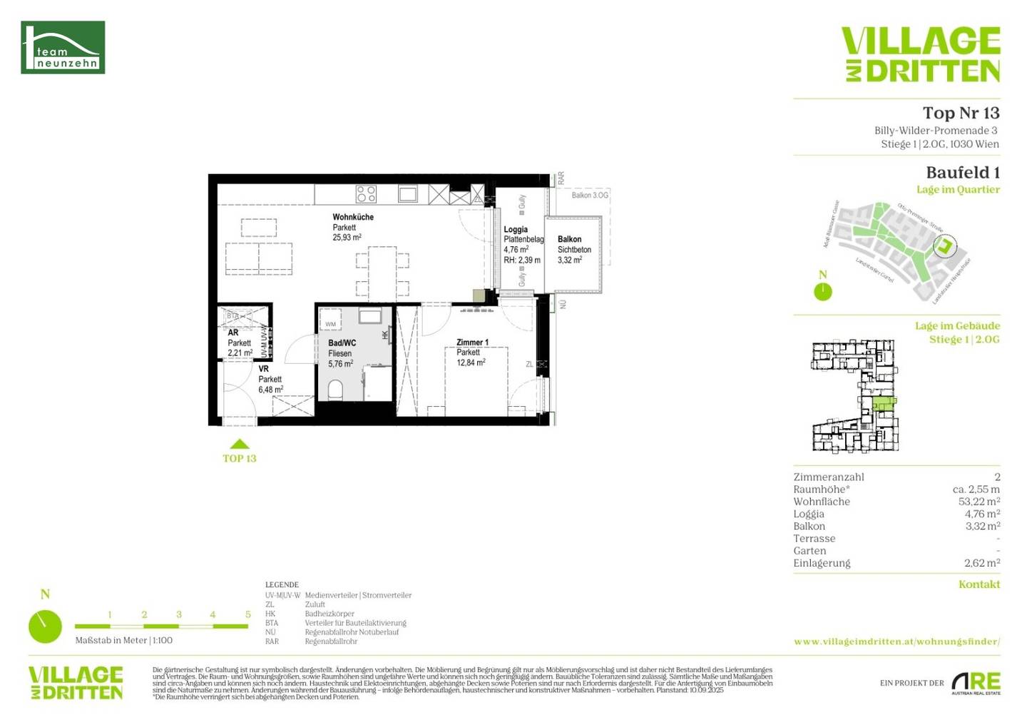 First occupancy new build apartment near Belvedere
