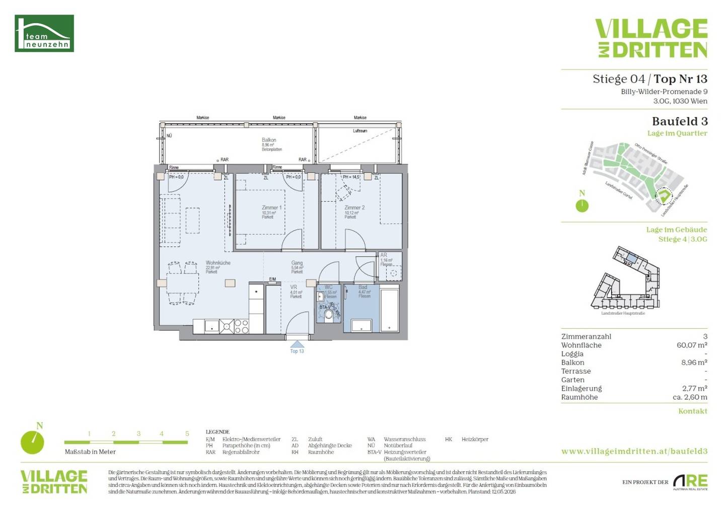 Erstbezug Wohnung Balkon Village im Dritten