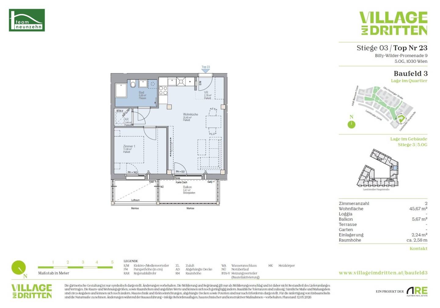 Wohnung Erstbezug im Village im Dritten Balkon