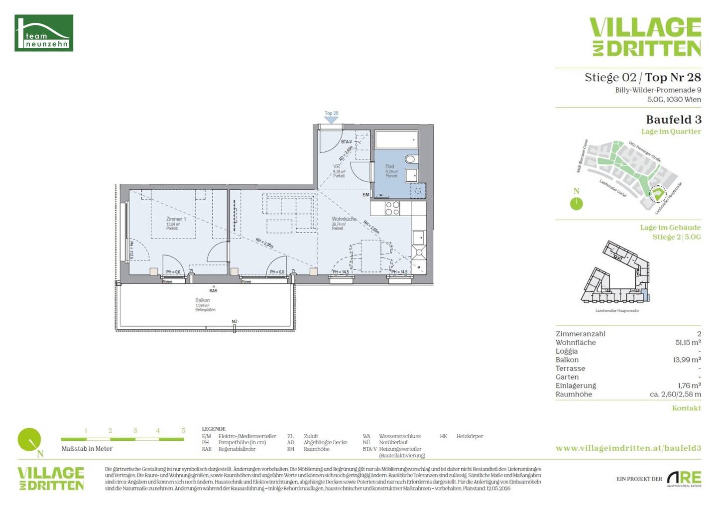 Newly built apartment with private balcony