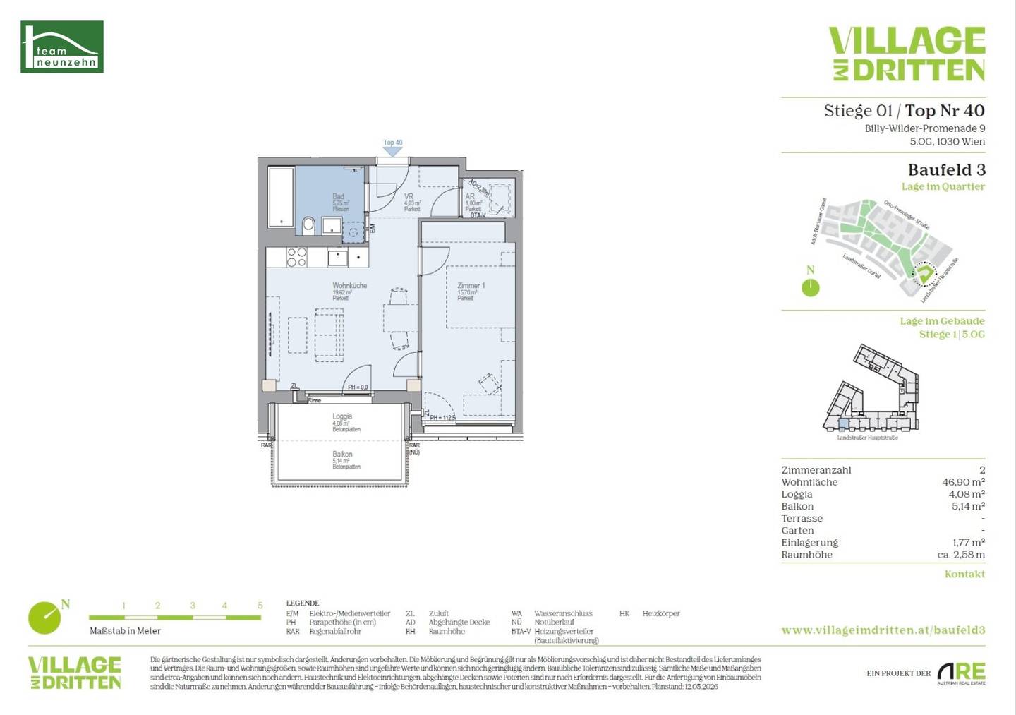 Wohnung with balcony and built in kitchen