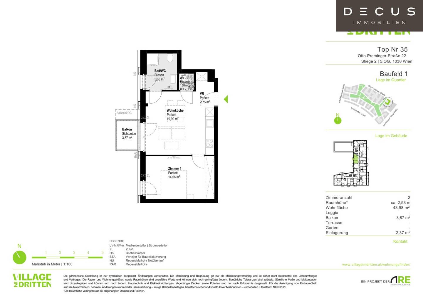 Wohnung Erstbezug Balkon Village im Dritten