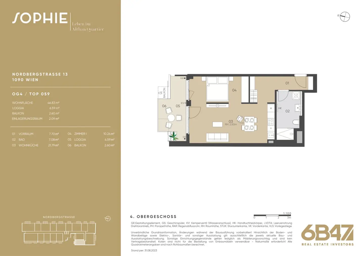 Modern new build apartment with balcony and loggia in Vienna's 9th district