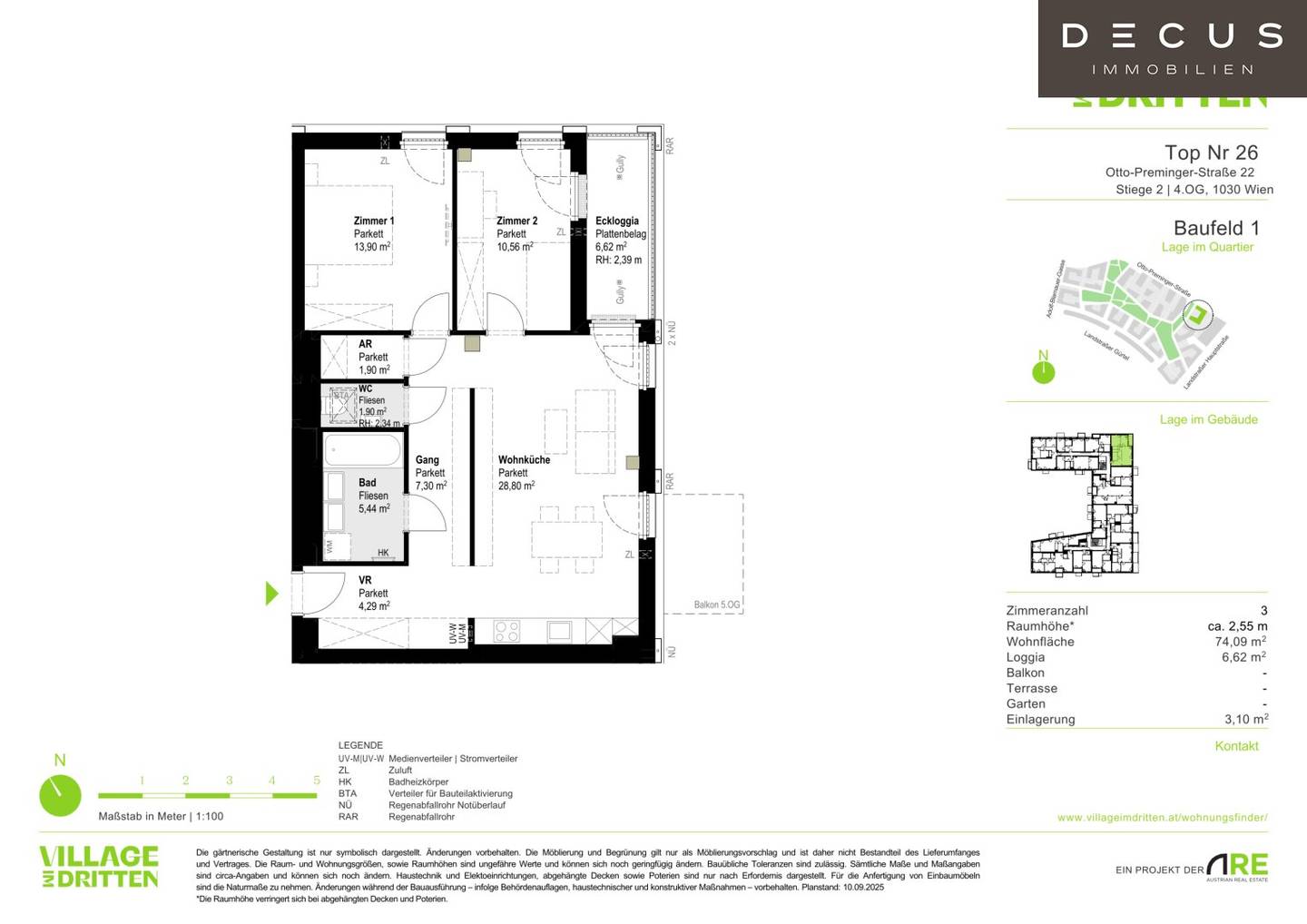Palais Rose | 3-Zimmer Wohnung | 74 m² | Wien 1030