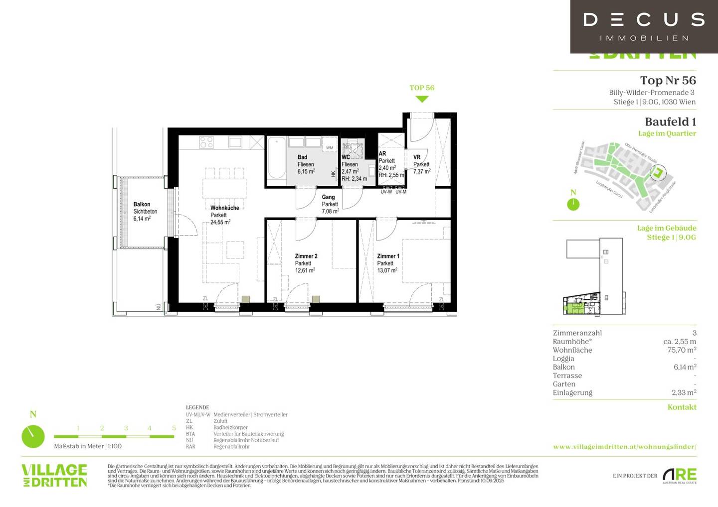 Palais Rose | 3-Zimmer-Wohnung | 9. OG