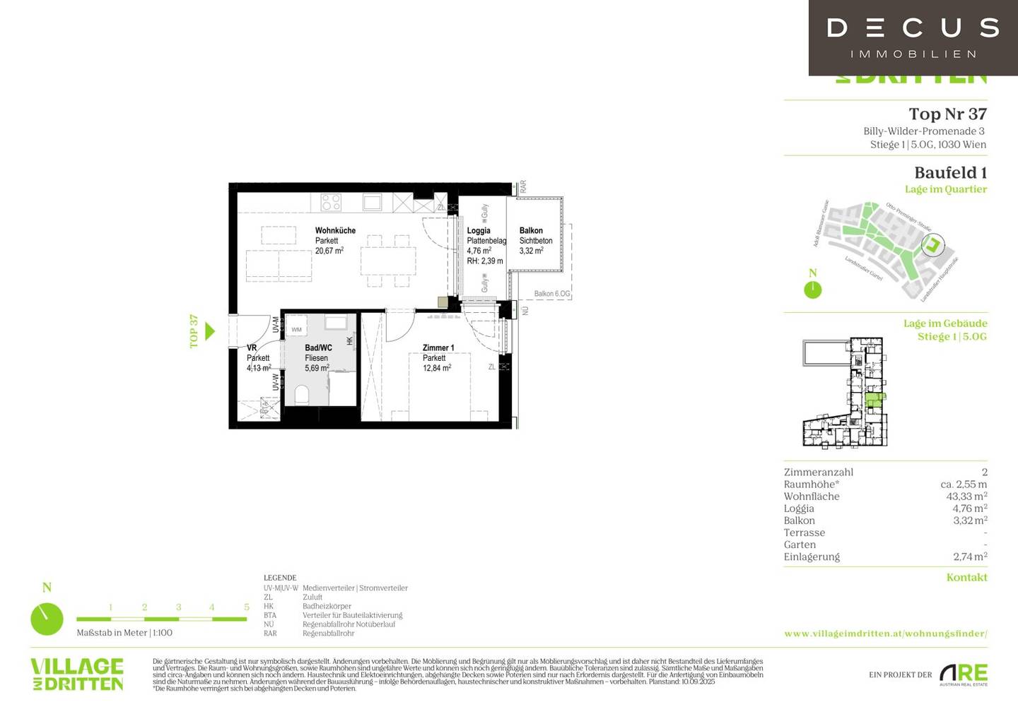 Wohnung Village im Dritten Erstbezug private Loggia