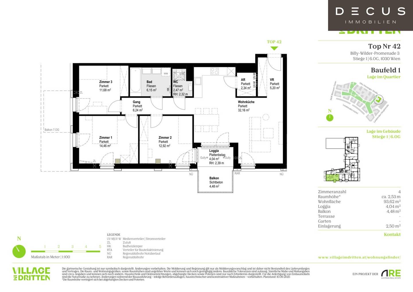 Wohnung im Neubau Village im Dritten mit Balkon
