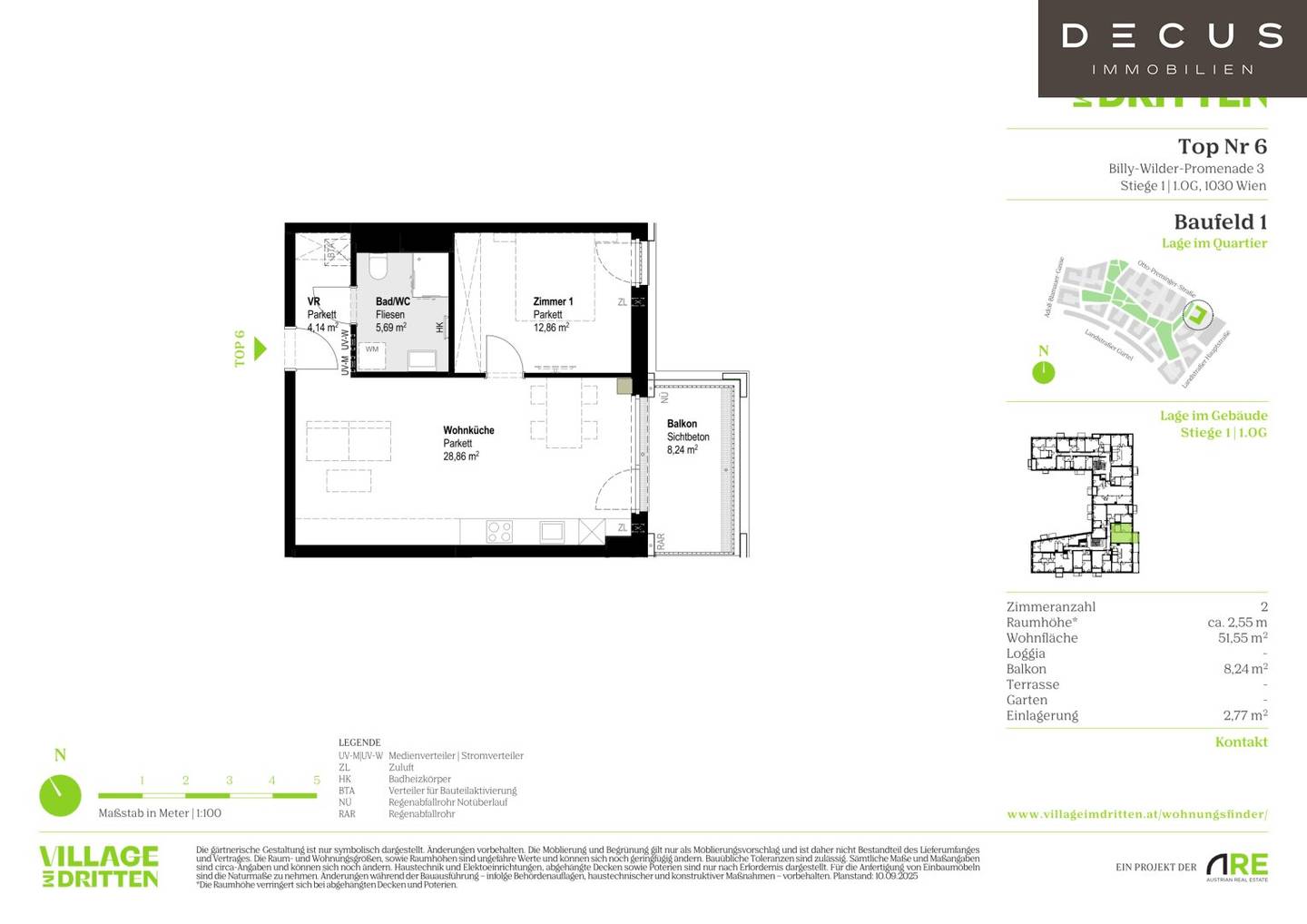 New build apartment with private balcony