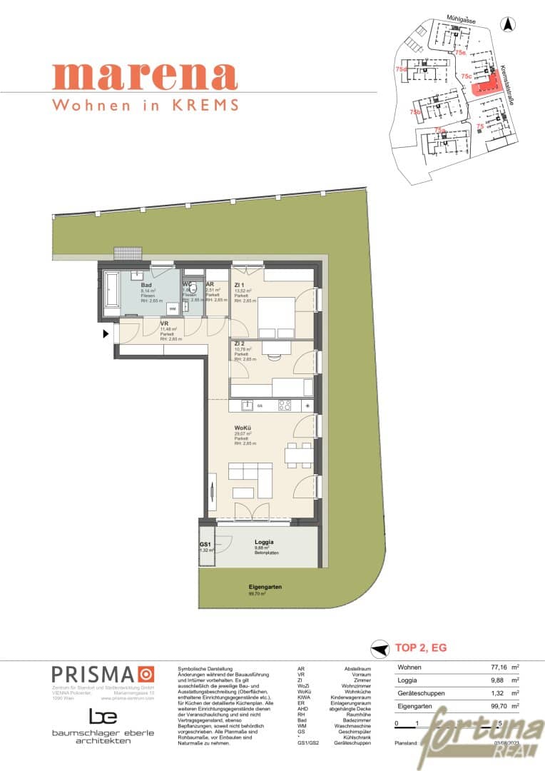 New build apartment with large garden and loggia