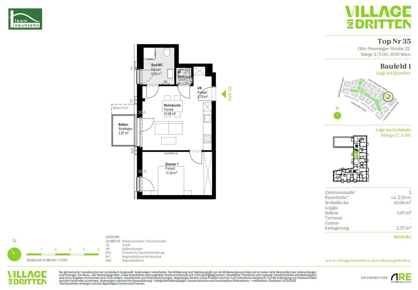 Wohnung Neubau Balkon nahe Belvedere
