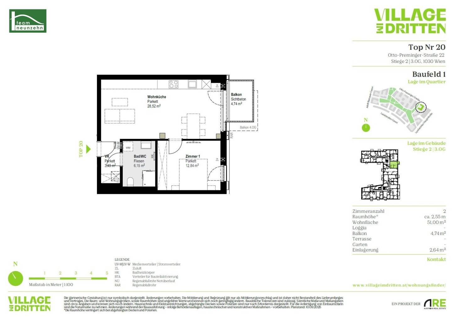 Wohnung Erstbezug Neubau nahe Belvedere Balkon