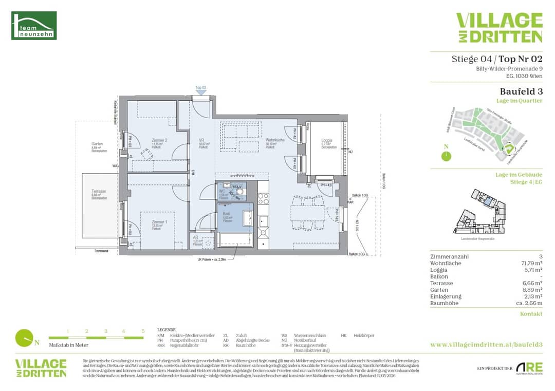 Moderne Erdgeschosswohnung mit Loggia Terrasse und Garten am Schweizergarten