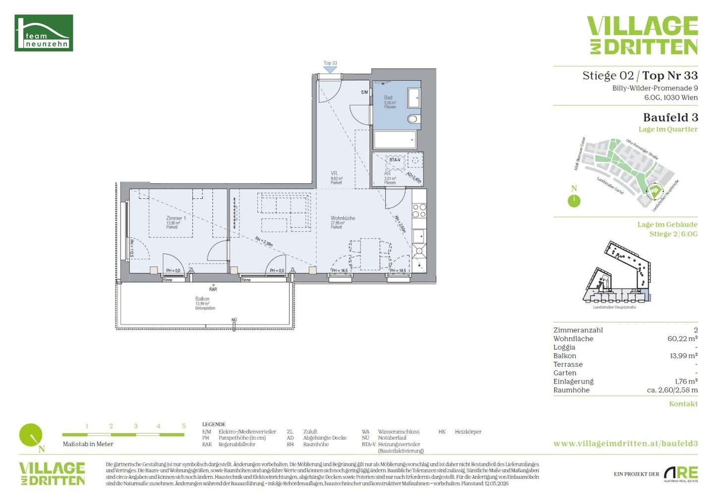 Newly built apartment with balcony