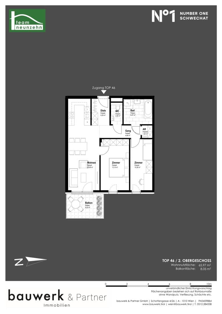 Wohnung im Zentrum Schwechat Erstbezug Balkon