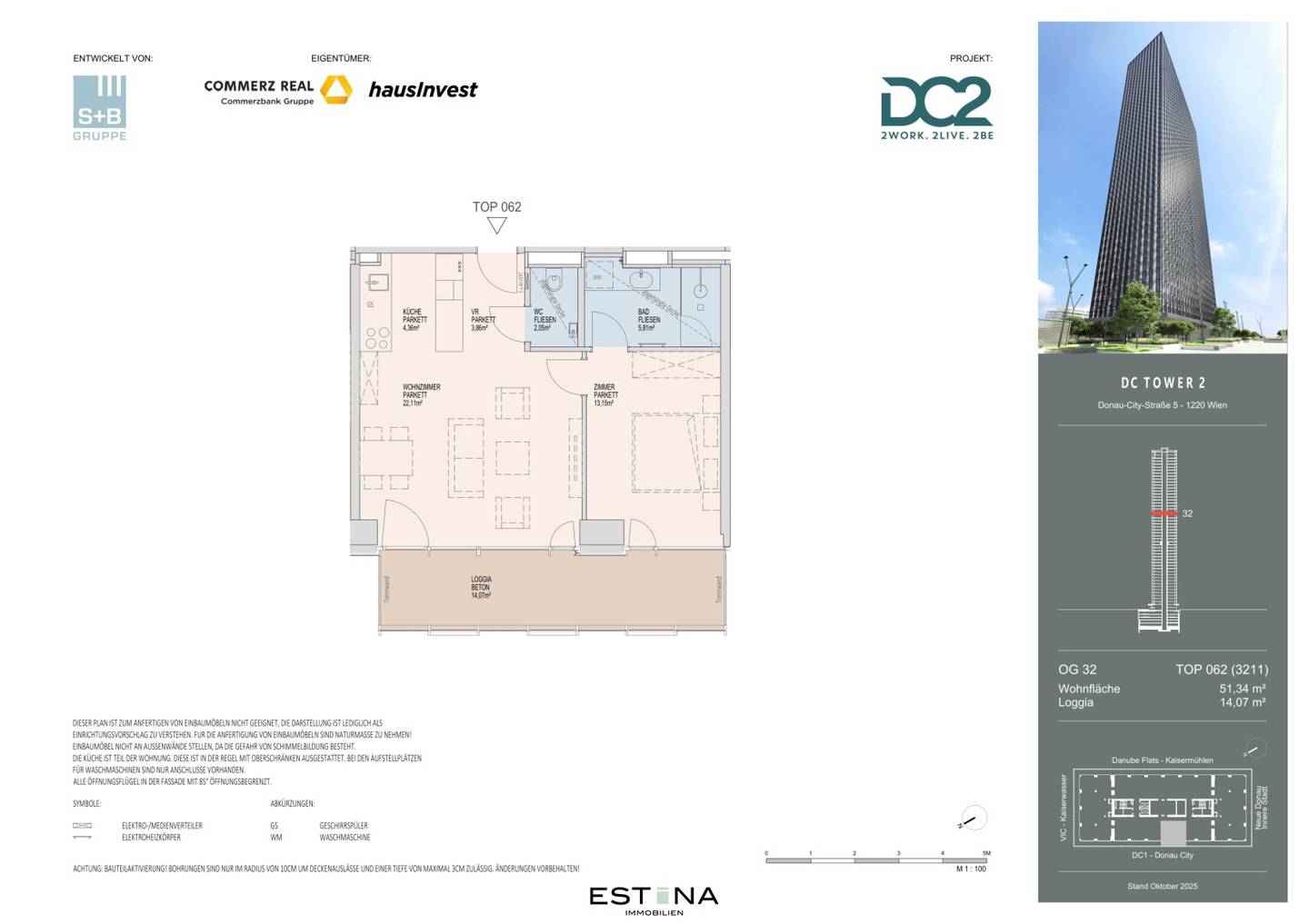 Neubauwohnung mit Loggia und Panoramablick im DC Tower