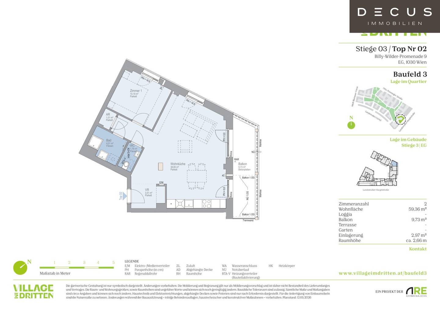 Wohnung Erstbezug St Marx Schweizergarten Balkon