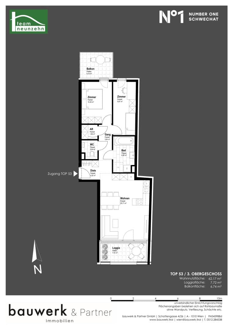 Helle Neubauwohnung mit Balkon und Loggia in zentraler Lage
