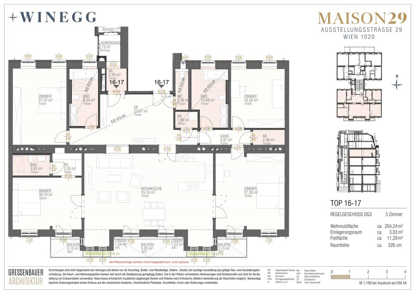 Brand new spacious apartment with lift access and Prater view