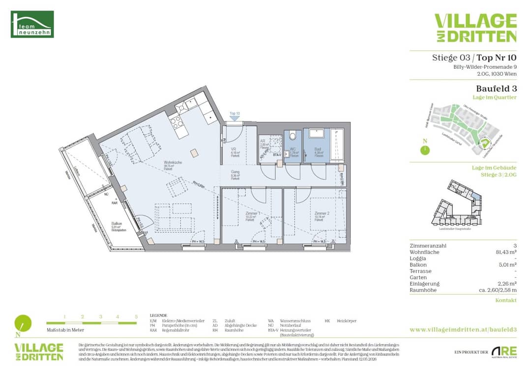 Wohnung Neubau Erstbezug Lichtdurchflutet Balkon