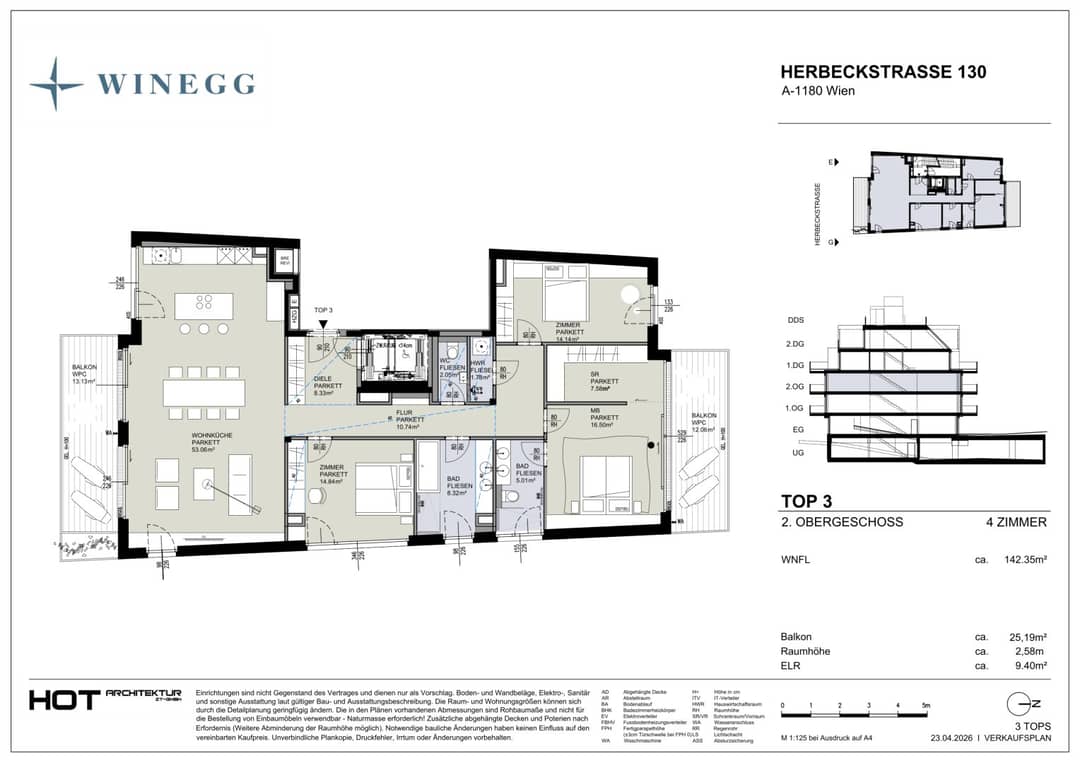Spacious four room Wohnung with two balconies