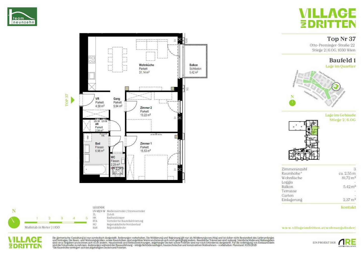 3-room dream apartment with balcony in Palais Rosé, Vienna 1030