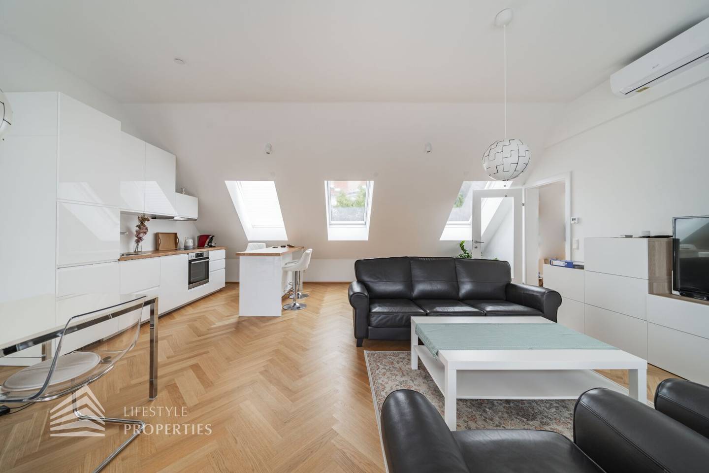 Attic apartment with terrace and living area