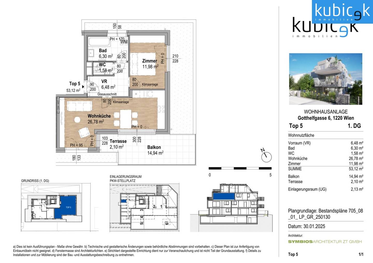 Attic apartment with south terrace and AC