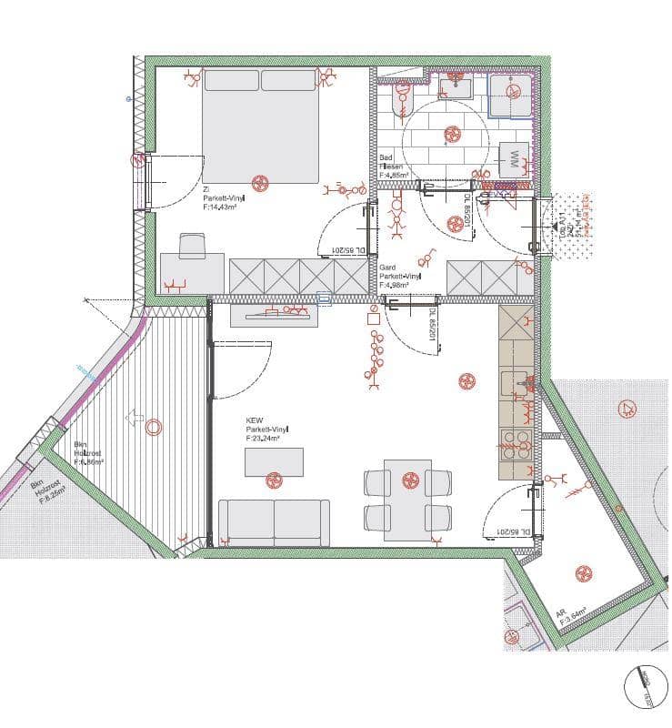 New build apartment with loggia and sustainable features