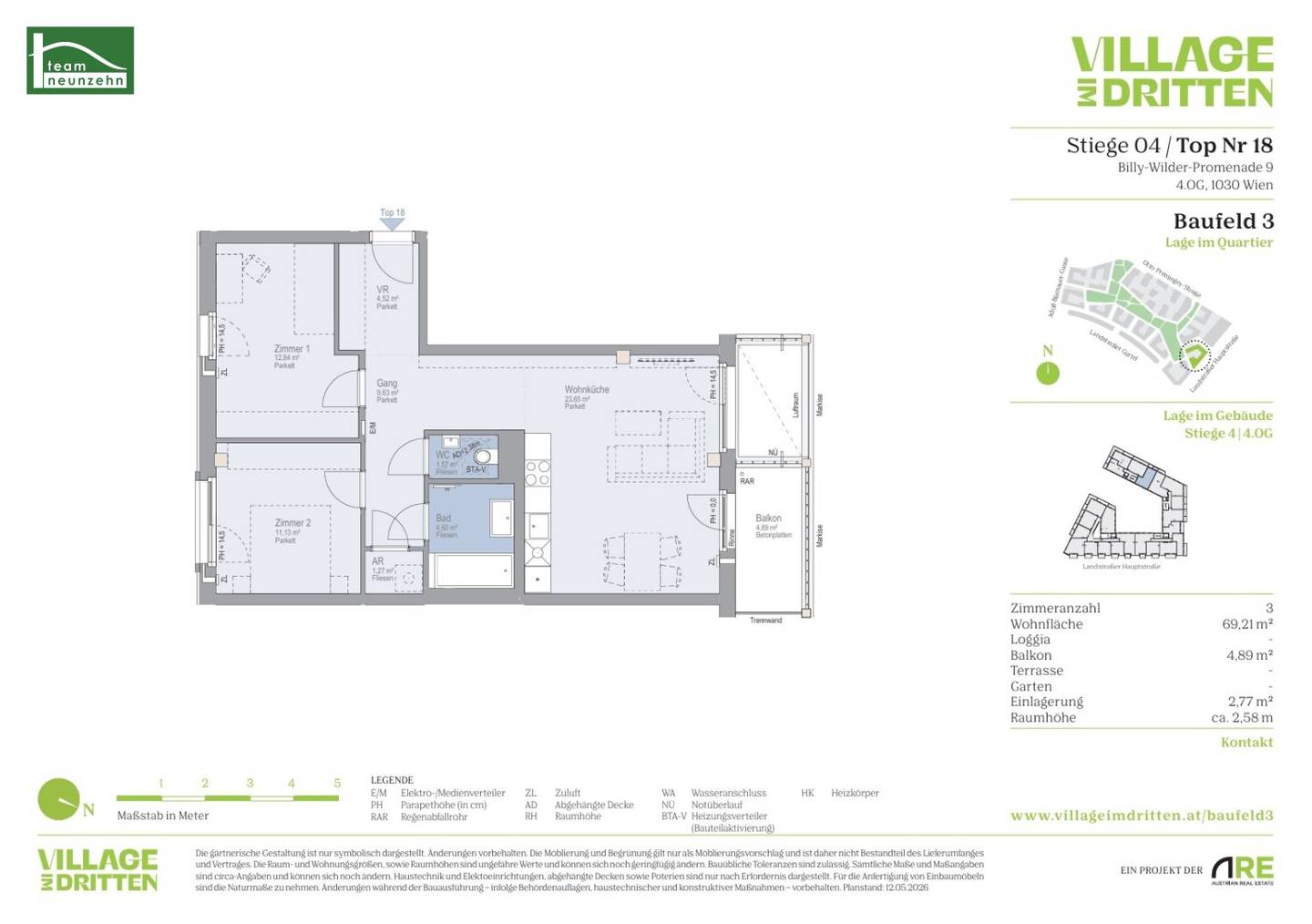 Exklusive 3-Zimmer-Wohnung im „Village im Dritten“ – Balkon, urbaner Lifestyle &amp; Naherholung vor der Haustüre