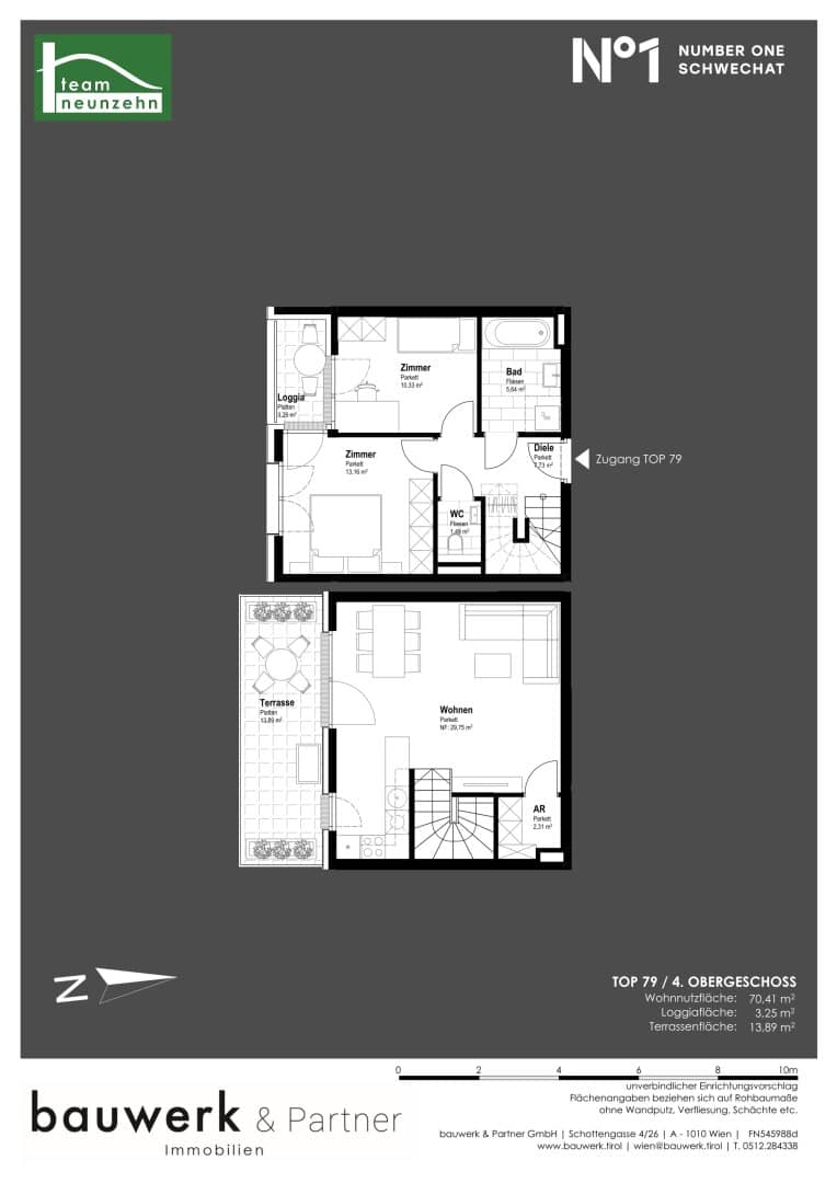 Neubau Wohnung am Hauptplatz Erstbezug Terrasse