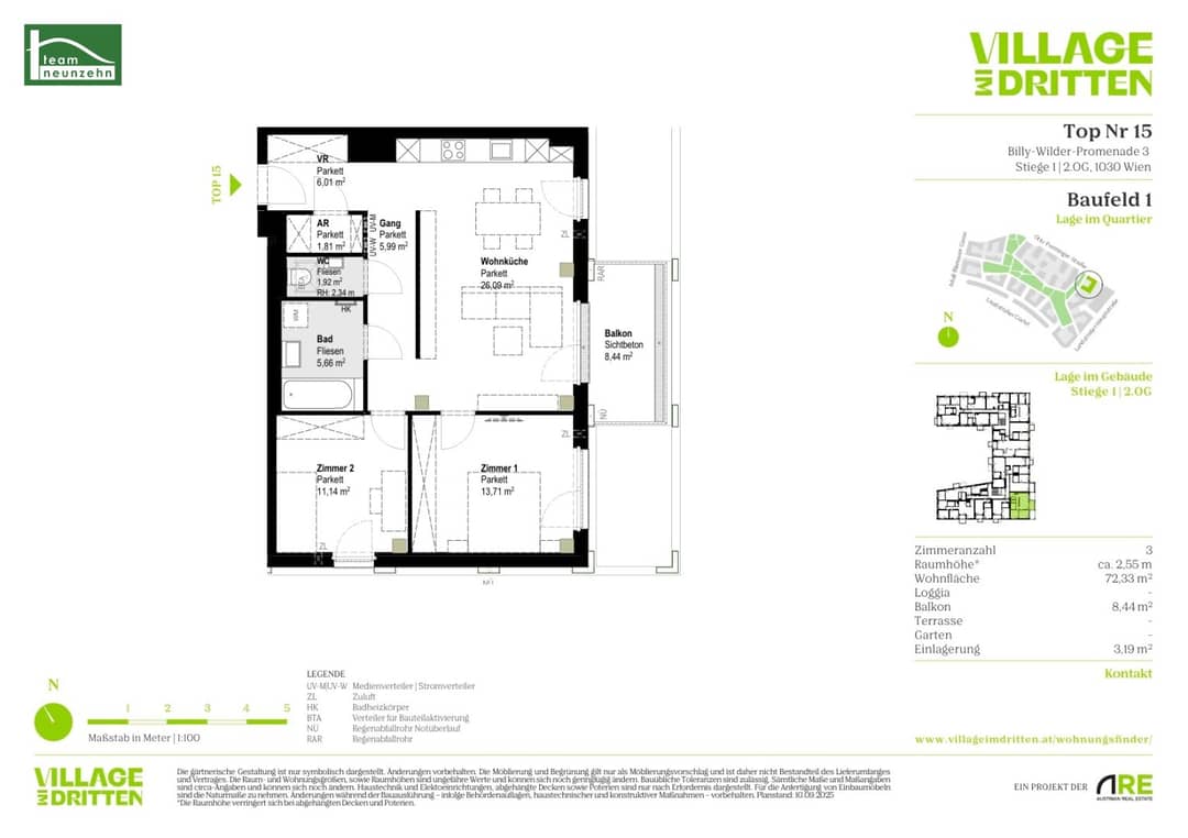 First occupancy new build apartment in Village im Dritten with balcony