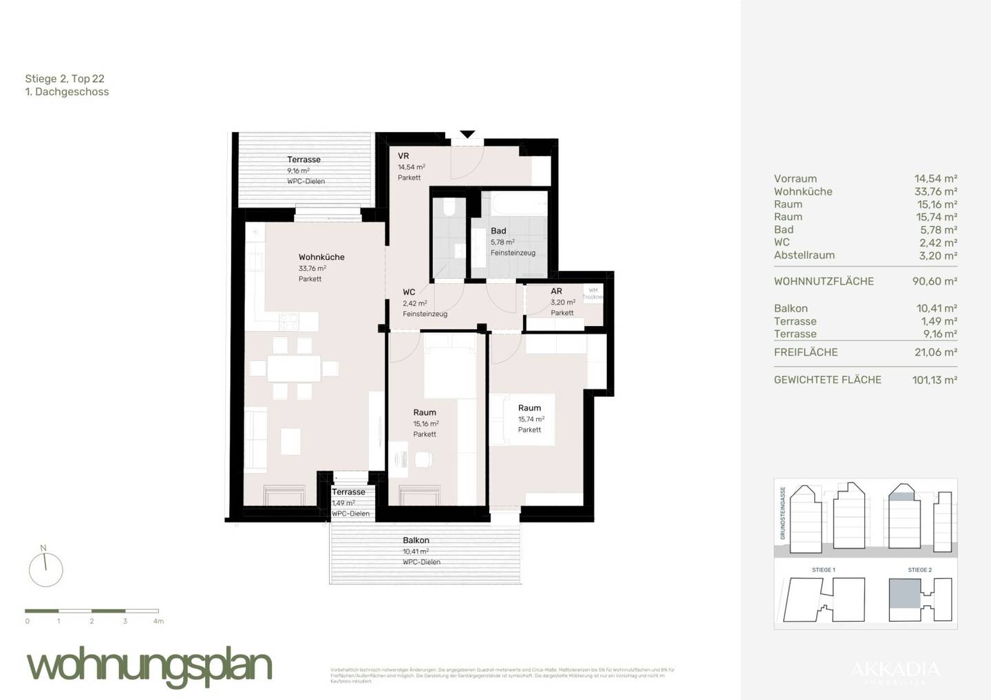 Dachgeschosswohnung with three outdoor spaces