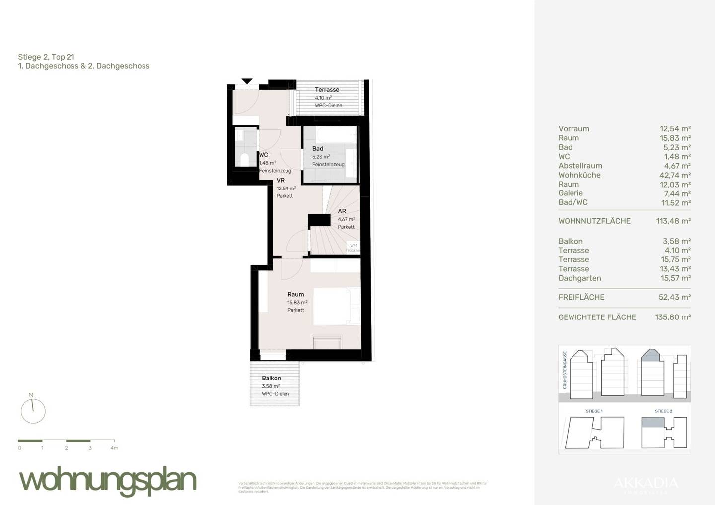 Dachgeschosswohnung Ottakring Dachgarten Terrassen