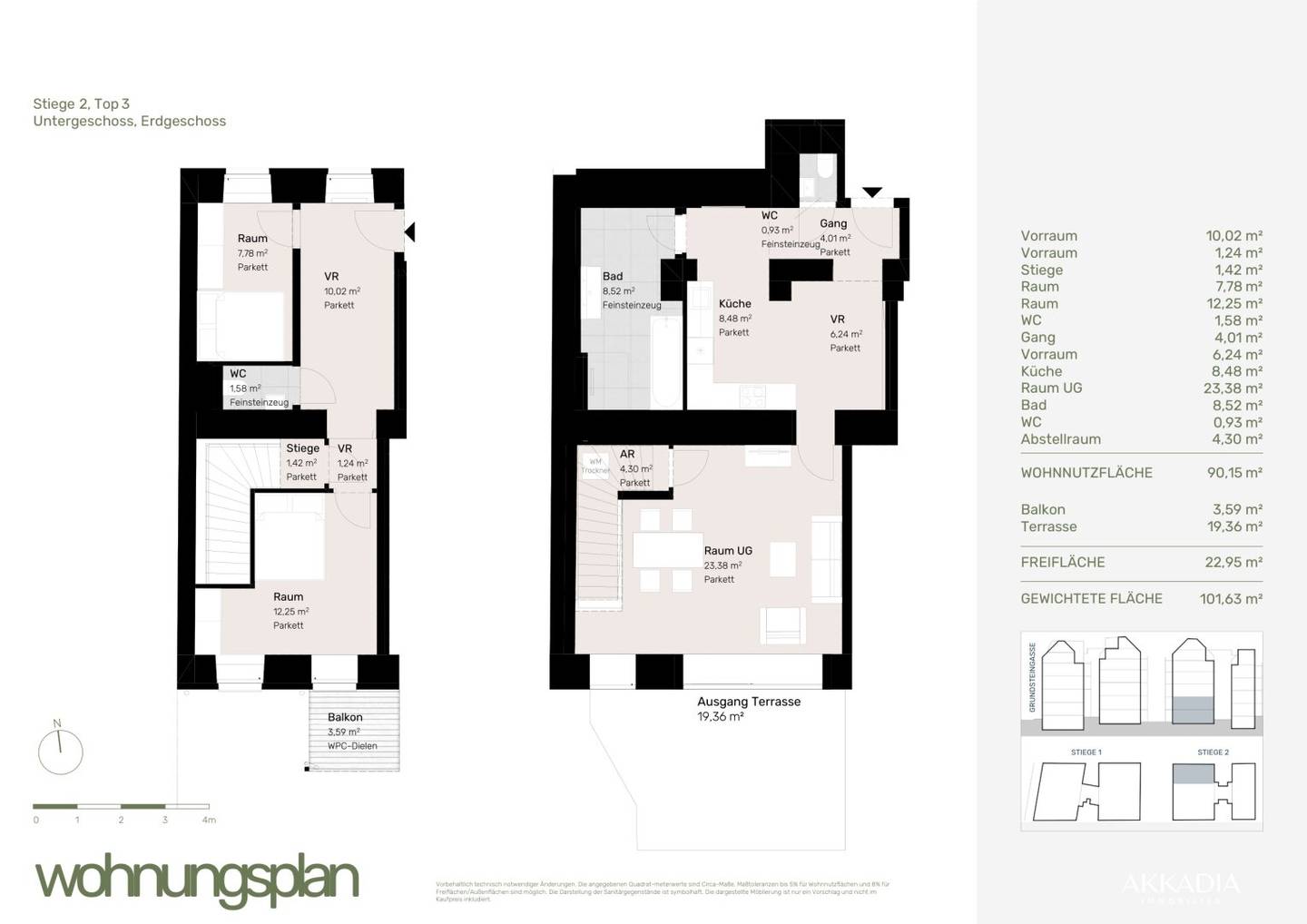 Two level apartment with terrace near Brunnenmarkt