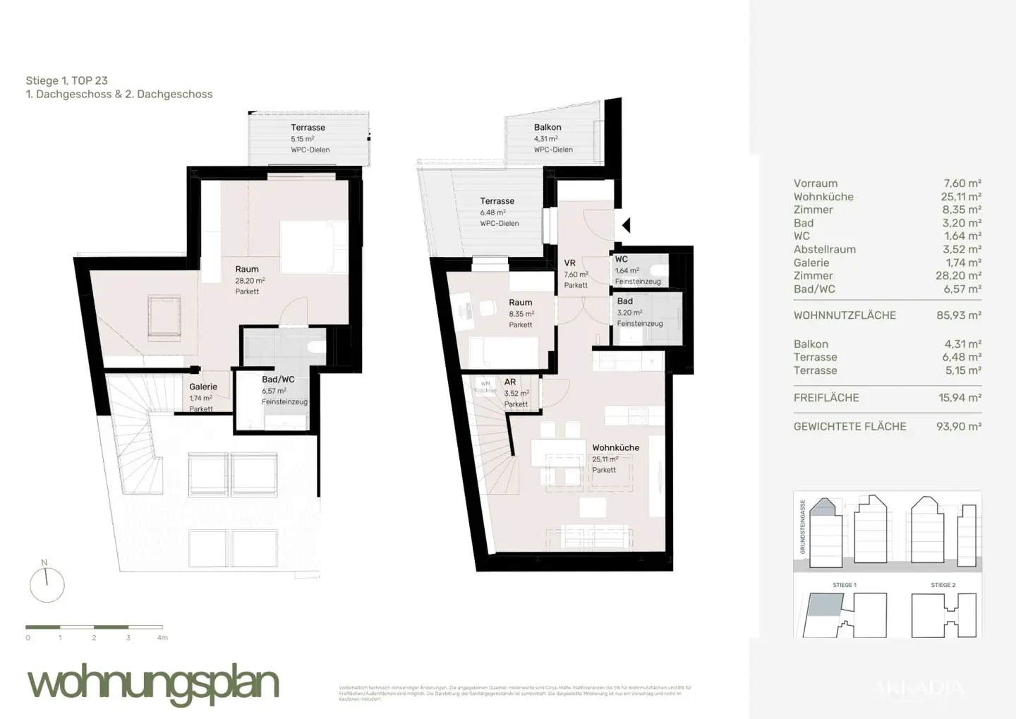 Maisonettewohnung mit Balkon und Terrassen